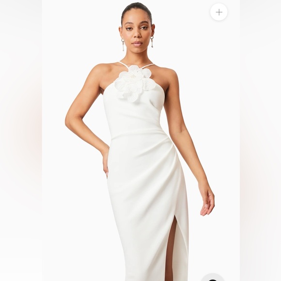 elliatt janelle white 3d peral & floral detail pleated midi dress size XS NEW - Picture 11 of 12